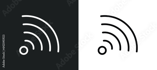 rss icon isolated in white and black colors. rss outline vector icon from marketing collection for web, mobile apps and ui.