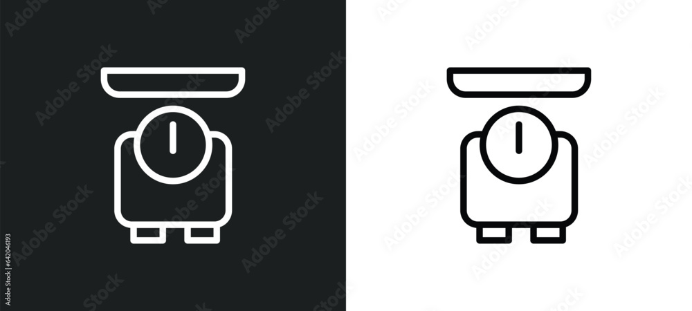 kitchen scale icon isolated in white and black colors. kitchen scale outline vector icon from measurement collection for web, mobile apps and ui. kitchen scale icon isolated in white and black colors. kitchen scale outline vector icon from measurement collection for web, mobile apps and ui.