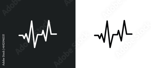 pulse line icon isolated in white and black colors. pulse line outline vector icon from medical collection for web, mobile apps and ui.