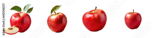 A transparent background showcases a fresh healthy apple with a bite