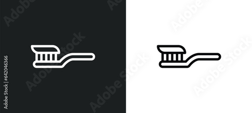 brush with tooth paste icon isolated in white and black colors. brush with tooth paste outline vector icon from medical collection for web, mobile apps and ui.