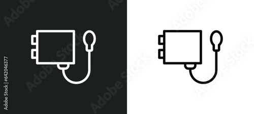 blood pressure control tool icon isolated in white and black colors. blood pressure control tool outline vector icon from medical collection for web, mobile apps and ui.
