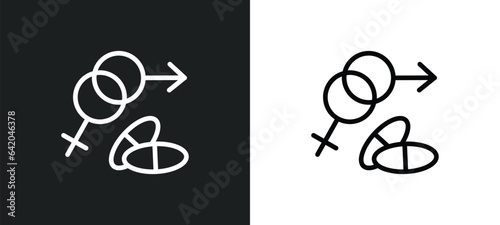 united heterosexual icon isolated in white and black colors. united heterosexual outline vector icon from medical collection for web, mobile apps and ui.