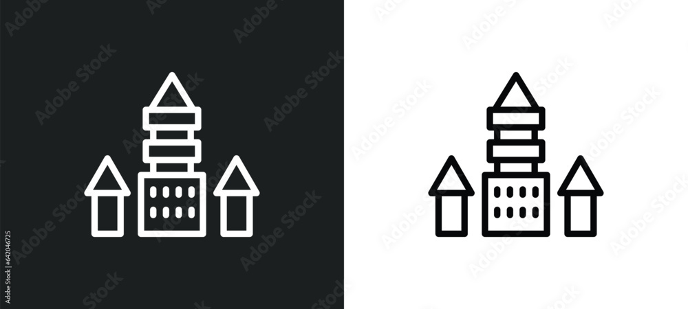 cambodia icon isolated in white and black colors. cambodia outline vector icon from monuments collection for web, mobile apps and ui.