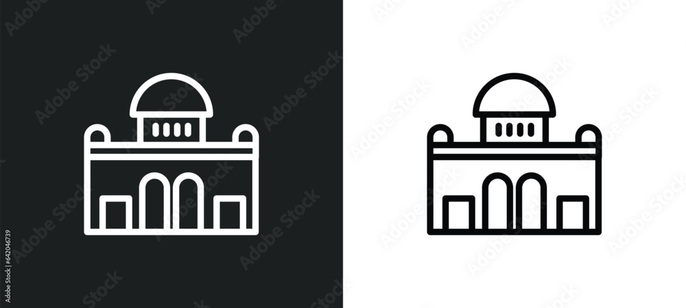 alcala gate icon isolated in white and black colors. alcala gate outline vector icon from monuments collection for web, mobile apps and ui.