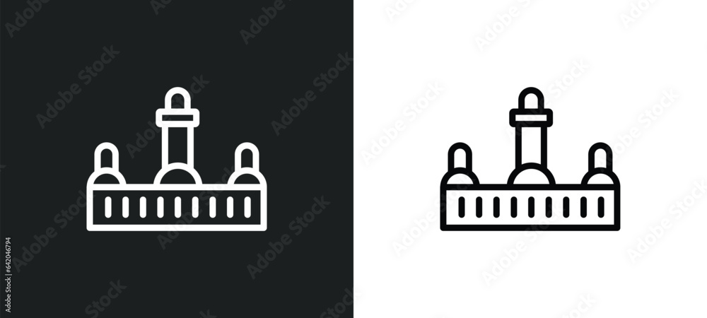 retiro park icon isolated in white and black colors. retiro park outline vector icon from monuments collection for web, mobile apps and ui.