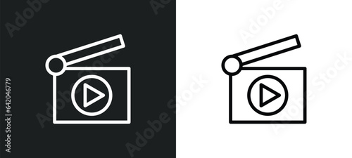 movie clip button icon isolated in white and black colors. movie clip button outline vector icon from multimedia collection for web, mobile apps and ui.