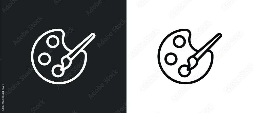 palette icon isolated in white and black colors. palette outline vector icon from museum collection for web, mobile apps and ui. palette icon isolated in white and black colors. palette outline vector icon from museum collection for web, mobile apps and ui.