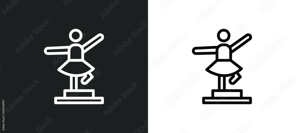 ballet icon isolated in white and black colors. ballet outline vector icon from museum collection for web, mobile apps and ui. ballet icon isolated in white and black colors. ballet outline vector icon from museum collection for web, mobile apps and ui.