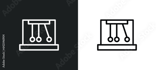newtons cradle icon isolated in white and black colors. newtons cradle outline vector icon from museum collection for web, mobile apps and ui.