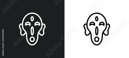 african mask icon isolated in white and black colors. african mask outline vector icon from museum collection for web, mobile apps and ui.