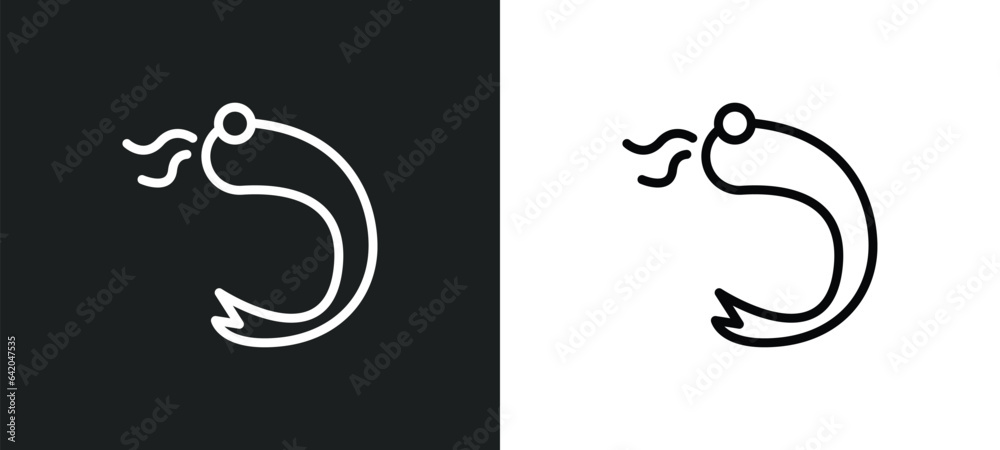prawn facing left icon isolated in white and black colors. prawn facing left outline vector icon from nautical collection for web, mobile apps and ui. prawn facing left icon isolated in white and black colors. prawn facing left outline vector icon from nautical collection for web, mobile apps and ui.