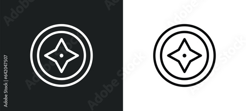 wind rose icon isolated in white and black colors. wind rose outline vector icon from nautical collection for web, mobile apps and ui.