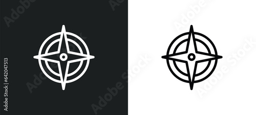 compass icon isolated in white and black colors. compass outline vector icon from nautical collection for web, mobile apps and ui.