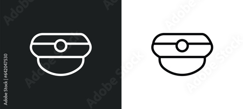 captain hat icon isolated in white and black colors. captain hat outline vector icon from nautical collection for web, mobile apps and ui.