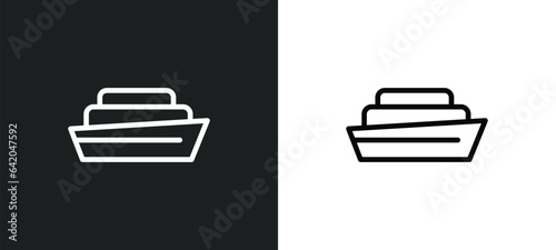 cruise ship icon isolated in white and black colors. cruise ship outline vector icon from nautical collection for web, mobile apps and ui.