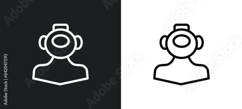 diving helmet icon isolated in white and black colors. diving helmet outline vector icon from nautical collection for web, mobile apps and ui.