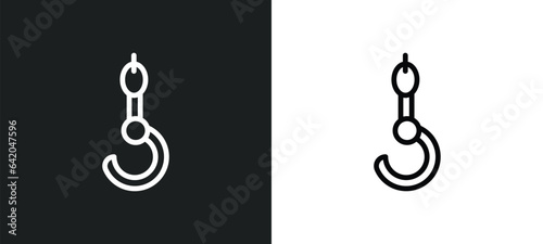 fishing hook icon isolated in white and black colors. fishing hook outline vector icon from nautical collection for web, mobile apps and ui.