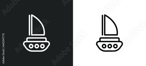 capsizing icon isolated in white and black colors. capsizing outline vector icon from nautical collection for web, mobile apps and ui.