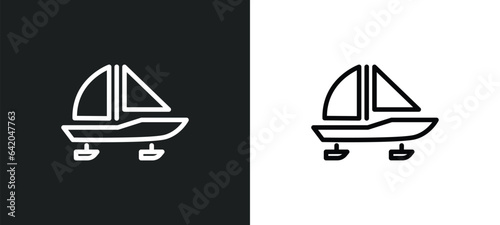 iceboat icon isolated in white and black colors. iceboat outline vector icon from nautical collection for web, mobile apps and ui.