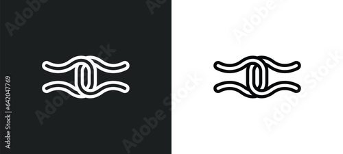 rope tied icon isolated in white and black colors. rope tied outline vector icon from nautical collection for web, mobile apps and ui.