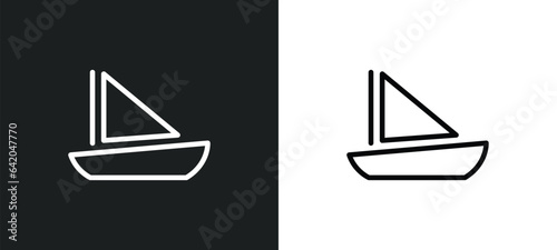 skiff icon isolated in white and black colors. skiff outline vector icon from nautical collection for web, mobile apps and ui.