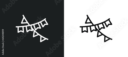 party flags icon isolated in white and black colors. party flags outline vector icon from party collection for web, mobile apps and ui.