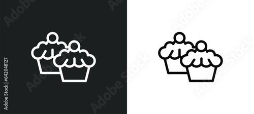 two muffins icon isolated in white and black colors. two muffins outline vector icon from party collection for web, mobile apps and ui.