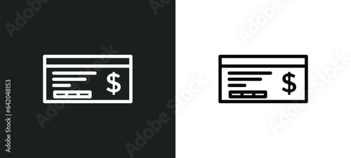 cheque icon isolated in white and black colors. cheque outline vector icon from payment collection for web, mobile apps and ui.