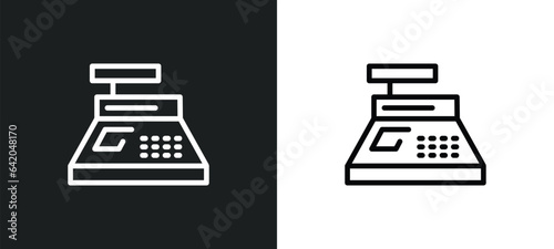 cashier hine icon isolated in white and black colors. cashier hine outline vector icon from payment collection for web, mobile apps and ui.