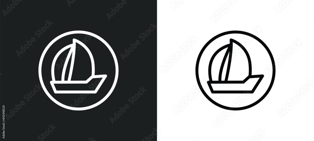 Obraz premium round sailboat icon isolated in white and black colors. round sailboat outline vector icon from people skills collection for web, mobile apps and ui.
