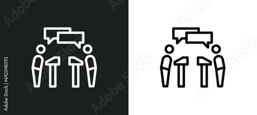 debate icon isolated in white and black colors. debate outline vector icon from political collection for web, mobile apps and ui.