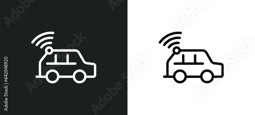 smart car icon isolated in white and black colors. smart car outline vector icon from programming collection for web, mobile apps and ui.