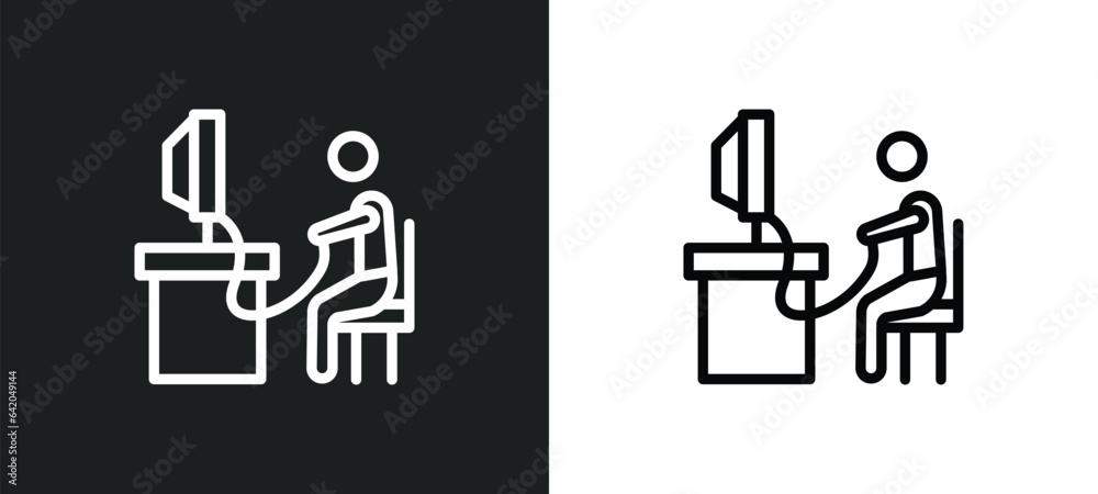 people playing video game icon isolated in white and black colors. people playing video game outline vector icon from recreational games collection for web, mobile apps and ui. people playing video game icon isolated in white and black colors. people playing video game outline vector icon from recreational games collection for web, mobile apps and ui.