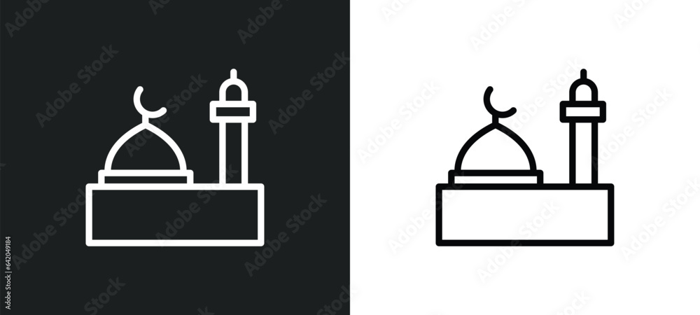 medina icon isolated in white and black colors. medina outline vector icon from religion collection for web, mobile apps and ui.