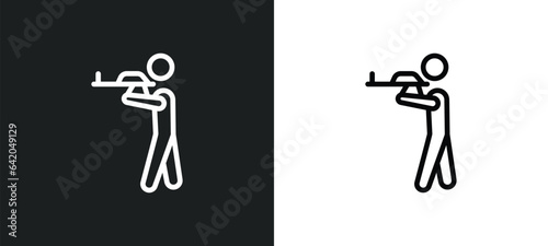 people playing paintball icon isolated in white and black colors. people playing paintball outline vector icon from recreational games collection for web, mobile apps and ui.