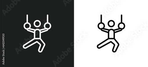 people playing rings icon isolated in white and black colors. people playing rings outline vector icon from recreational games collection for web, mobile apps and ui.