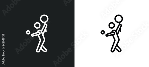 people playing tennis icon isolated in white and black colors. people playing tennis outline vector icon from recreational games collection for web, mobile apps and ui.