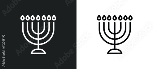 big menorah icon isolated in white and black colors. big menorah outline vector icon from religion collection for web, mobile apps and ui.