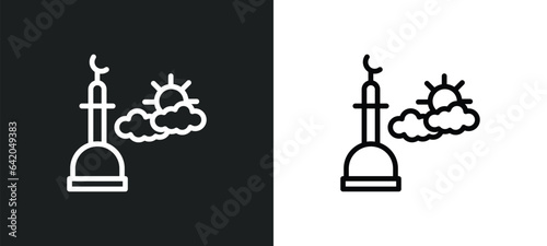 fajr dawn prayer icon isolated in white and black colors. fajr dawn prayer outline vector icon from religion collection for web, mobile apps and ui.