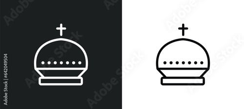 pope icon isolated in white and black colors. pope outline vector icon from religion collection for web, mobile apps and ui.