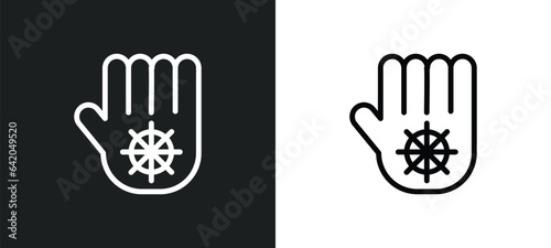 jainism icon isolated in white and black colors. jainism outline vector icon from religion collection for web, mobile apps and ui.