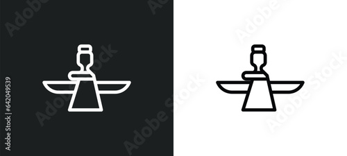 faravahar icon isolated in white and black colors. faravahar outline vector icon from religion collection for web, mobile apps and ui. photo