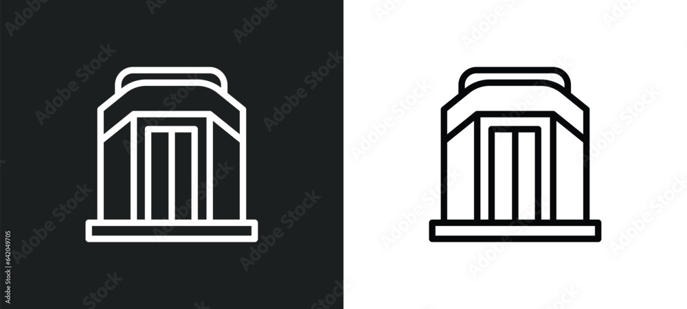 infrared heat cabin icon isolated in white and black colors. infrared heat cabin outline vector icon from sauna collection for web, mobile apps and ui.