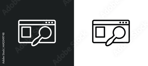search engine icon isolated in white and black colors. search engine outline vector icon from search engine optimization collection for web, mobile apps and ui.