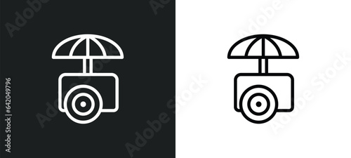 ice cream cart icon isolated in white and black colors. ice cream cart outline vector icon from season collection for web, mobile apps and ui.