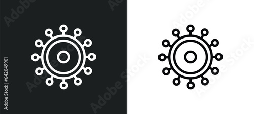 spokes icon isolated in white and black colors. spokes outline vector icon from sew collection for web, mobile apps and ui.