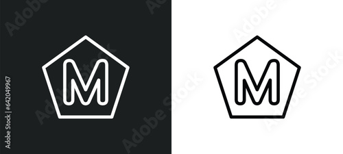 m icon isolated in white and black colors. m outline vector icon from signaling collection for web, mobile apps and ui.