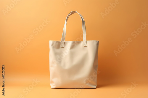 Cream canvas tote bag that is plain with no patterns or word