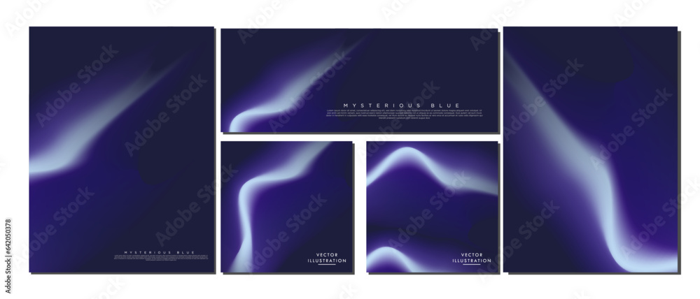 Set Of Neon Blue Gradient Design Posters Banners Cards Backdrops
